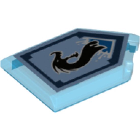 Tile, Modified 2 x 3 Pentagonal with Nexo Power Shield Pattern - Sea Dragon