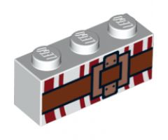 Brick 1 x 3 with Dark Red Lines and Brown Belt with Buckle Pattern