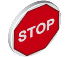 Road Sign 2 x 2 Round with Clip with White 'STOP' in Red Octagon Pattern