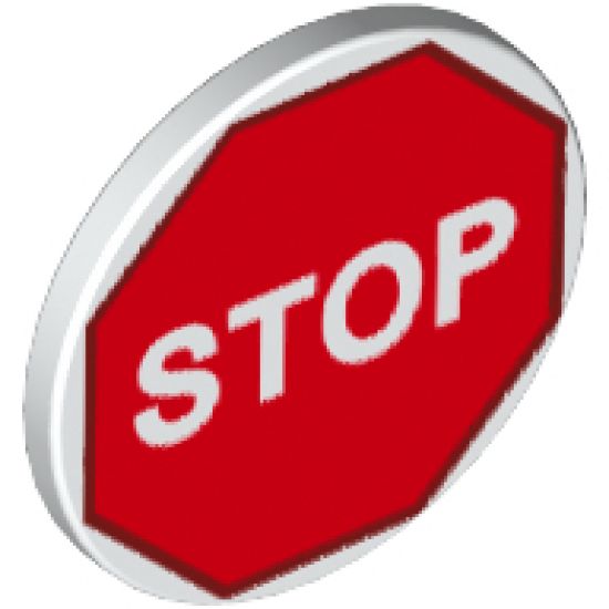 Road Sign 2 x 2 Round with Clip with White 'STOP' in Red Octagon Pattern