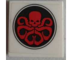 Tile 2 x 2 with Red Hydra Logo in Black Circle Pattern (Sticker) - Set 76030