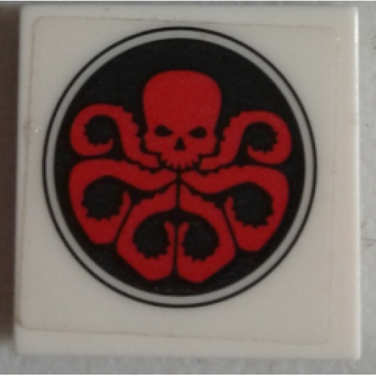 Tile 2 x 2 with Red Hydra Logo in Black Circle Pattern (Sticker) - Set 76030