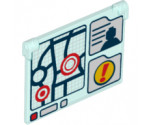 Glass for Window 1 x 4 x 3 - Opening with Map, Minifigure Silhouette and Exclamation Mark Pattern