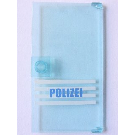 Door 1 x 4 x 6 with Stud Handle with 'POLIZEI' Blue on White Stripes Pattern (Sticker) - Set 7744