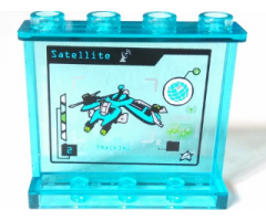 Panel 1 x 4 x 3 with Side Supports - Hollow Studs with 'SATELLITE TRACKING' and Psyclone's Flyer on Screen Pattern on Inside (Sticker) - Set 70165