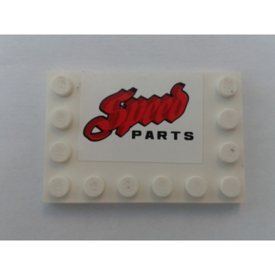 Tile, Modified 4 x 6 with Studs on Edges with 'SPEED PARTS' Pattern (Sticker) - Set 8154