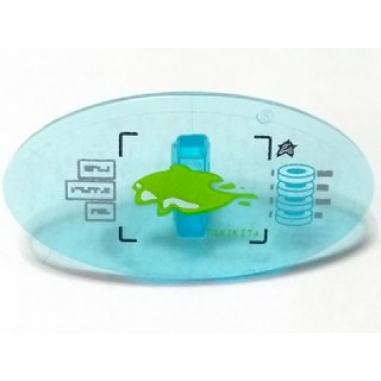 Minifigure, Shield Oval with Lime Liquid and 'TOXIKITA' on Computer Screen Pattern (Sticker) - Set 70165