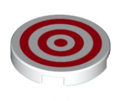 Tile, Round 2 x 2 with Bottom Stud Holder with Red Circles Pattern