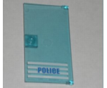 Door 1 x 4 x 6 with Stud Handle with 'POLICE' Blue on White Stripes Bold Font Pattern (Sticker) - Sets 7498 / 7744
