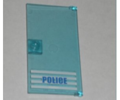 Door 1 x 4 x 6 with Stud Handle with 'POLICE' Blue on White Stripes Bold Font Pattern (Sticker) - Sets 7498 / 7744