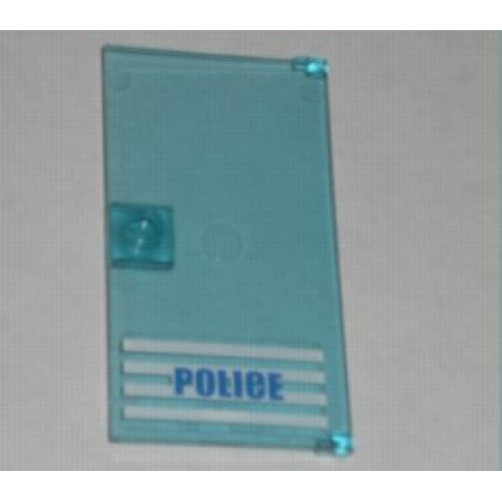 Door 1 x 4 x 6 with Stud Handle with 'POLICE' Blue on White Stripes Bold Font Pattern (Sticker) - Sets 7498 / 7744