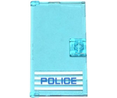 Door 1 x 4 x 6 with Stud Handle with 'POLICE' Blue on White Stripes Thin Font Pattern Handle on Right (Sticker) - Set 60047