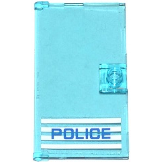 Door 1 x 4 x 6 with Stud Handle with 'POLICE' Blue on White Stripes Thin Font Pattern Handle on Right (Sticker) - Set 60047