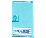 Door 1 x 4 x 6 with Stud Handle with 'POLICE' Blue on White Stripes Thin Font Pattern Handle on Left (Sticker) - Set 60047
