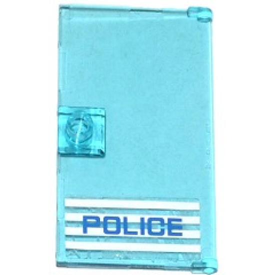 Door 1 x 4 x 6 with Stud Handle with 'POLICE' Blue on White Stripes Thin Font Pattern Handle on Left (Sticker) - Set 60047