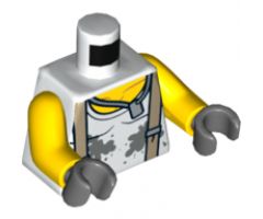 Torso Shirt with Suspenders, Dirt Stains and Wrench on Back Pattern / Yellow Arms / Dark Bluish Gray Hands