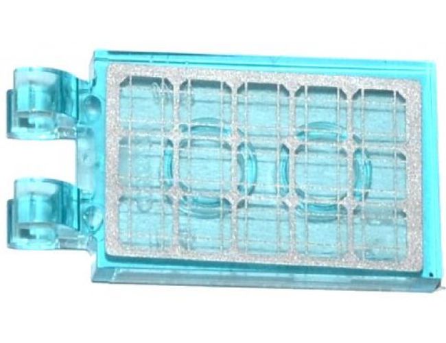 Tile, Modified 2 x 3 with 2 Open O Clips with Silver Solar Panel Pattern (Sticker) - Sets 60036 / 60078 / 60080