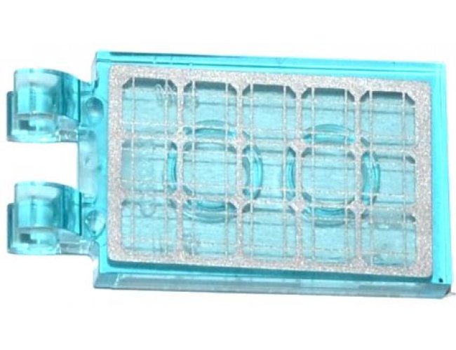 Tile, Modified 2 x 3 with 2 Open O Clips with Silver Solar Panel Pattern (Sticker) - Sets 60036 / 60078 / 60080