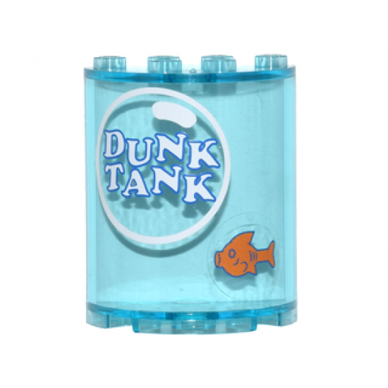 Cylinder Half 2 x 4 x 4 with 'DUNK TANK' in White Bubble and Orange Fish Pattern (Stickers) - Set 10244