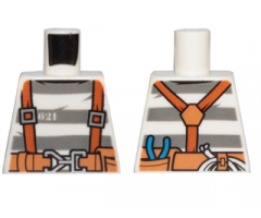 Torso Town Prisoner Number 621, Gray Stripes, Suspenders and Belt with Pliers and Rope Pattern