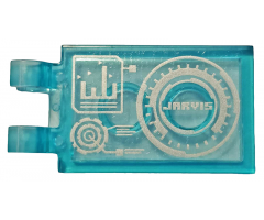 Tile, Modified 2 x 3 with 2 Clips with Graphics and 'JARVIS' Interface Pattern (Sticker) - Set 76125