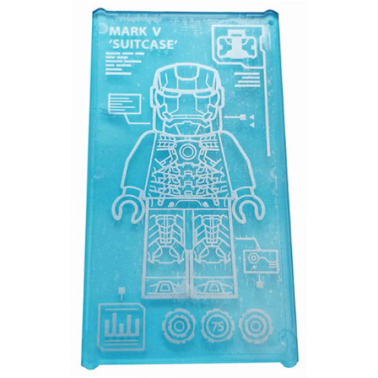 Glass for Window 1 x 4 x 6 with Iron Man Armor 'MARK V SUITCASE' Pattern (Sticker) - Set 76125