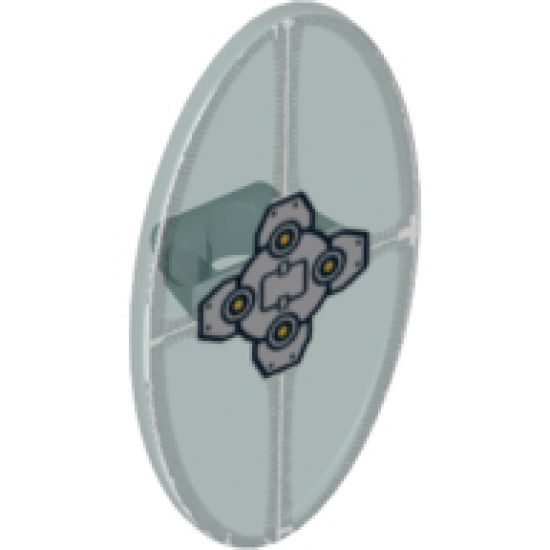 Minifigure, Shield Oval with Silver Mechanical Pattern