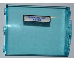 Cylinder Quarter 4 x 4 x 6 with 'WARNING HOT WATER' Pattern Model Right Side (Sticker) - Set 8190