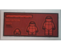 Tile 2 x 4 with Ninja Turtles and 'MUTATION 100%' on Dark Red Background Pattern (Sticker) - Set 79116