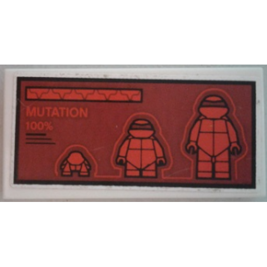 Tile 2 x 4 with Ninja Turtles and 'MUTATION 100%' on Dark Red Background Pattern (Sticker) - Set 79116