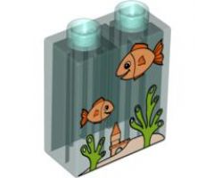 Duplo, Brick 1 x 2 x 2 with Aquarium and Fish Pattern