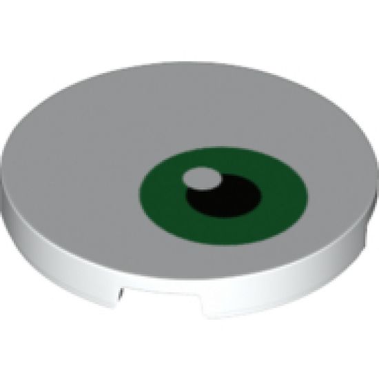 Tile, Round 3 x 3 with Green Eye Pattern