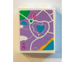 Brick 1 x 2 x 2 with Inside Stud Holder with Lavender Map Heartlake City Pattern (Sticker) - Set 41013