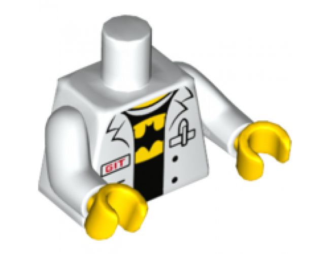 Torso Lab Coat with Pen and Red 'GIT' over Black Shirt with Batman Symbol in Yellow Oval Pattern / White Arms / Yellow Hands