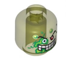 Minifigure, Head Slime Face, 1 Red Eye, White Teeth, Missing Tooth Pattern - Blocked Open Stud