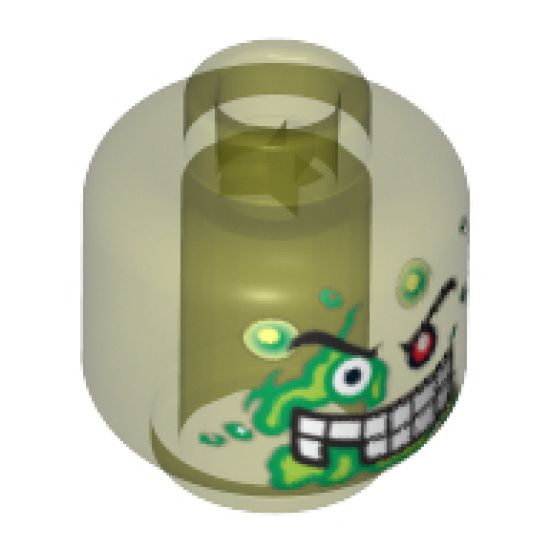 Minifigure, Head Slime Face, 1 Red Eye, White Teeth, Missing Tooth Pattern - Blocked Open Stud