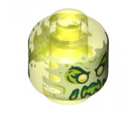 Minifigure, Head Alien Ghost with Yellowish Green Face, Slime Mouth, Raised Eyebrows and Flames in Back Pattern - Hollow Stud