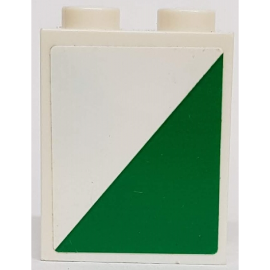 Brick 1 x 2 x 2 with Inside Stud Holder with White and Green Triangle Pattern Model Left Side (Sticker) - Set 60022