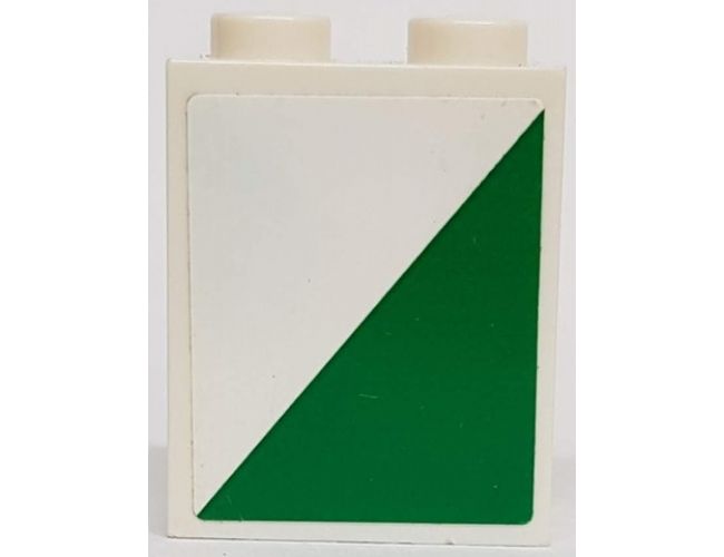 Brick 1 x 2 x 2 with Inside Stud Holder with White and Green Triangle Pattern Model Left Side (Sticker) - Set 60022