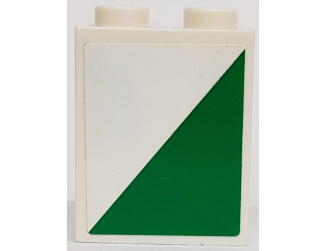 Brick 1 x 2 x 2 with Inside Stud Holder with White and Green Triangle Pattern Model Left Side (Sticker) - Set 60022