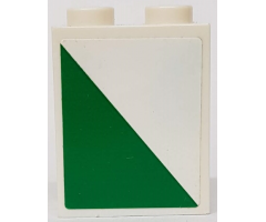 Brick 1 x 2 x 2 with Inside Stud Holder with White and Green Triangle Pattern Model Right Side (Sticker) - Set 60022