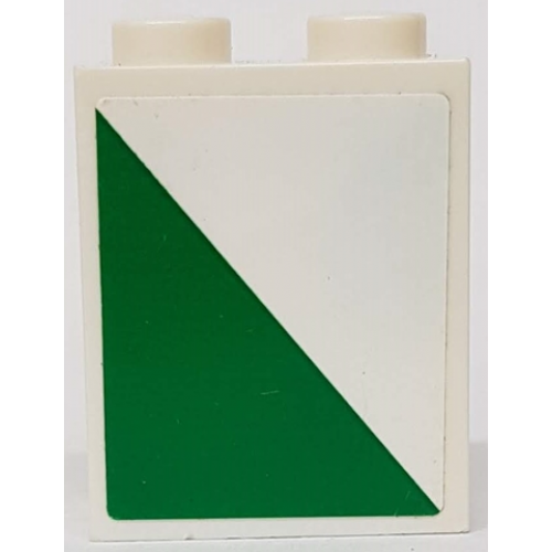Brick 1 x 2 x 2 with Inside Stud Holder with White and Green Triangle Pattern Model Right Side (Sticker) - Set 60022