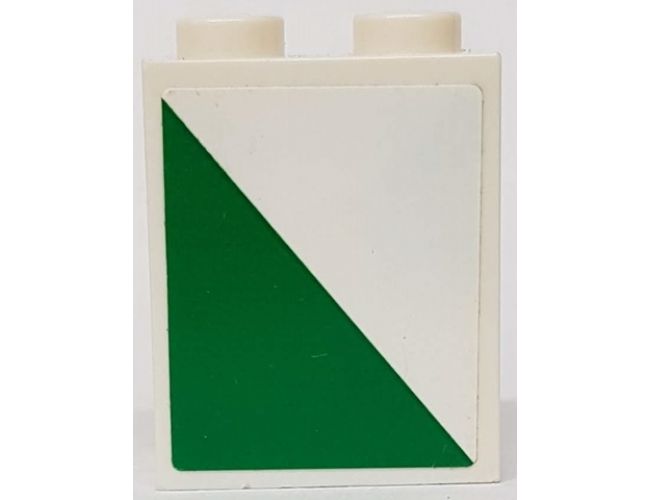 Brick 1 x 2 x 2 with Inside Stud Holder with White and Green Triangle Pattern Model Right Side (Sticker) - Set 60022