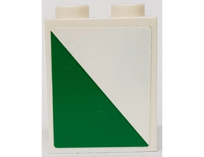 Brick 1 x 2 x 2 with Inside Stud Holder with White and Green Triangle Pattern Model Right Side (Sticker) - Set 60022