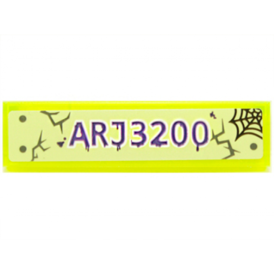 Tile 1 x 4 with License Plate 'ARJ3200', Spider Web, Cracks and Rivets Pattern (Sticker) - Set 70734