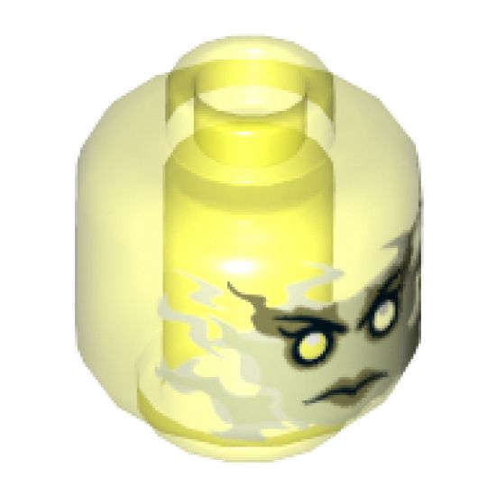 Minifigure, Head Alien Female Ghost with Yellowish Green Face and Sand Green Lips Pattern - Hollow Stud