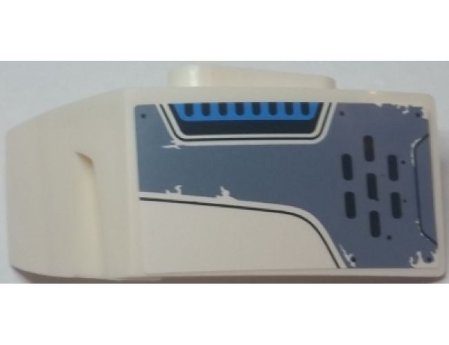 Technic, Panel Car Mudguard Left with Worn Sand Blue Panel with 5 Bolts, Black Curved Lines and Vent Grilles Pattern (Sticker) - Set 70131