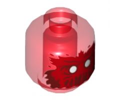 Minifigure, Head Alien Ghost with Red Face, Slime Mouth Raised Left Eyebrow Pattern - Vented Stud
