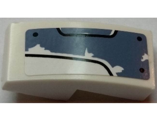 Slope, Curved 2 x 1 with Worn Sand Blue Panel with 3 Bolts and Black Curved Lines Pattern Model Left Side (Sticker) - Set 70131