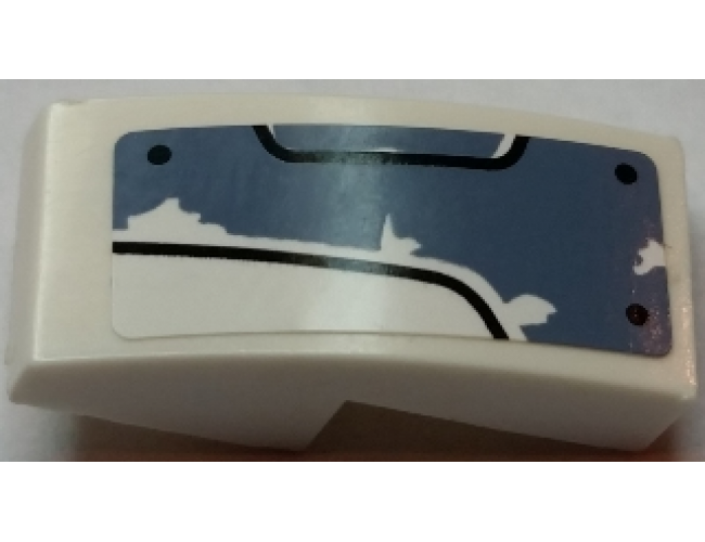 Slope, Curved 2 x 1 with Worn Sand Blue Panel with 3 Bolts and Black Curved Lines Pattern Model Left Side (Sticker) - Set 70131